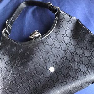 Black gucci print purse